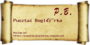 Pusztai Boglárka névjegykártya